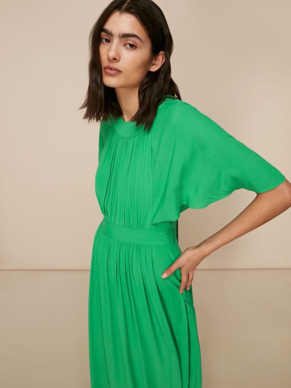 Whistles Green Amelia Cape Sleeve Dress US 0
